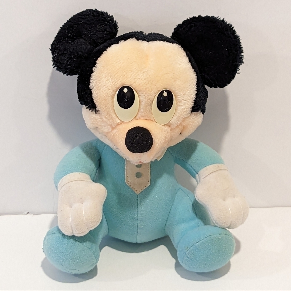 Vintage Disney Blue Mickey Mouse Baby Plush 8”
